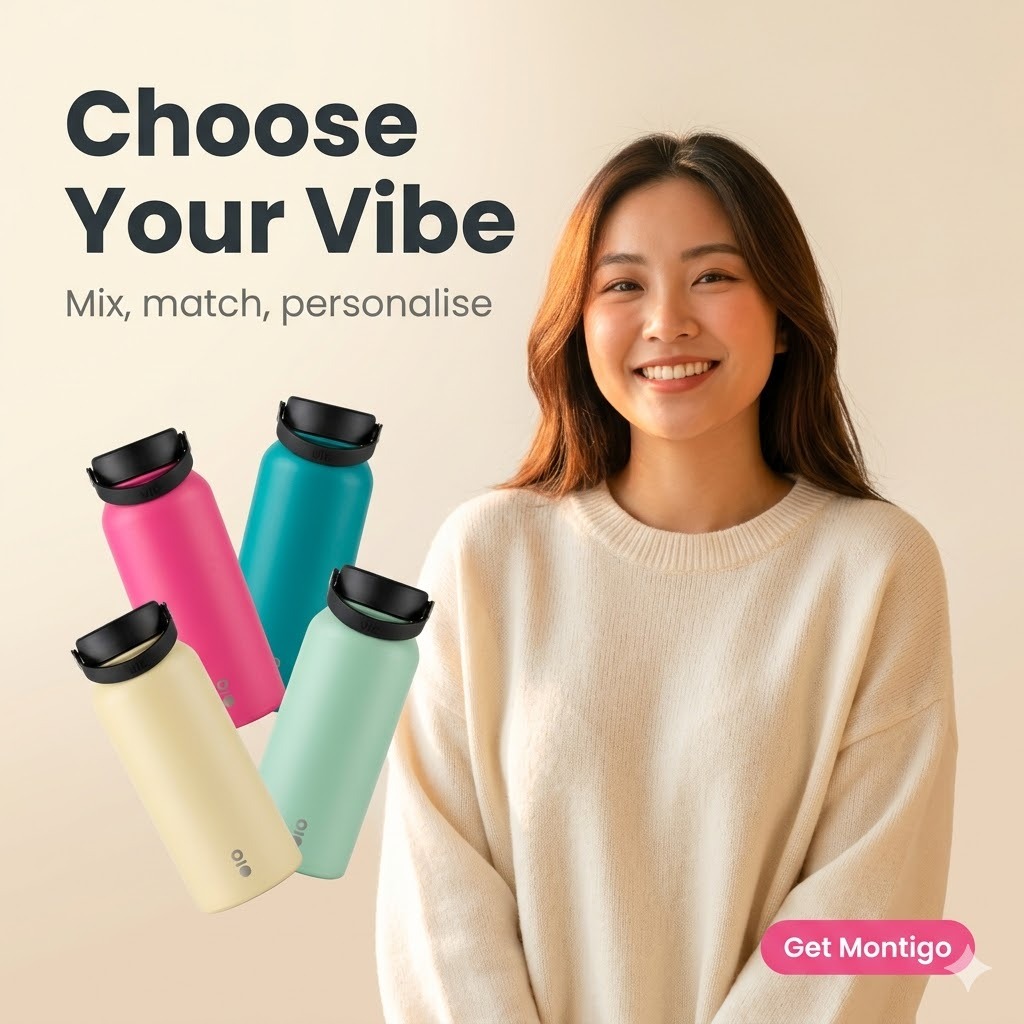 Water bottle product ad created by workshop attendee